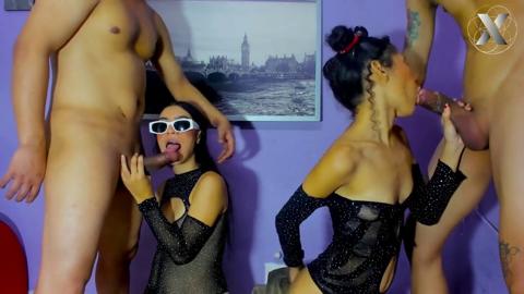 Me and amigo deliver nasty deepthroating experience w/ hot Latinamama squad
