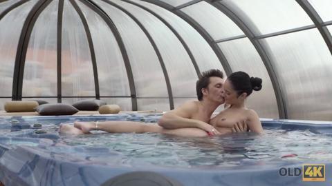 Jacked seniors getting down and dirty in bubbly hot tub sex escapades