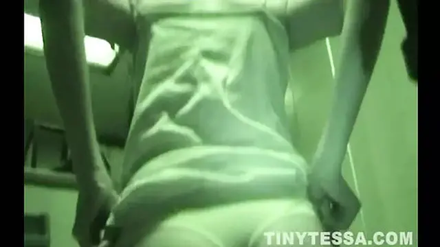 Tiny Tessa perfect tits and ass on toilet