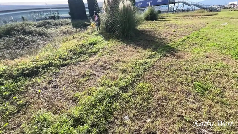 Captured a soaking wet girl in bushes, carried her to mountaintop for hardcore sex