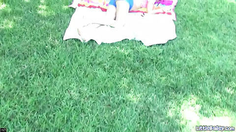 Oh, yeah, little Bailey is outdoors getting her teeny tiny bod pounded by the rough stuff!