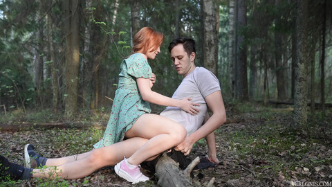 Sexy red-haired beauty public gets facial after wild sex tight vaginal creampie