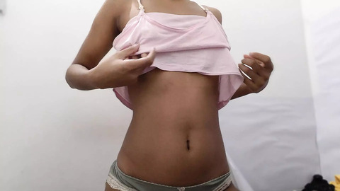 Tiny-titted Thai temptress flaunts assets in provocative bedroom tease
