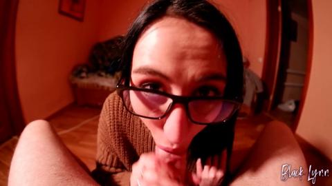 Nerd in Glasses Gives Oral😜 in First-Person - Black Lynn