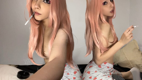 Quivering 18yo step-daughter blows Daddy's pipe, her succulent mouth a human ashtray