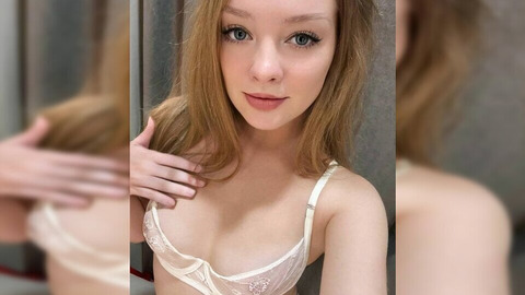 Cute, brainwashed teen whore ravishes herself in tight white undies in dressing room