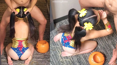 18yo Slips Away From BF, Chooses Big Cock🌭 Over Trick-or-Treat Gifts!