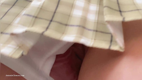 Bus Ride Sex: Petite pussy✌ penetrated, skirt down for public fondling, secret🤫 cumming in undies