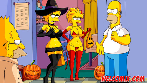 Hentai Halloween Night: Marge Masturbates & Lisa Licks