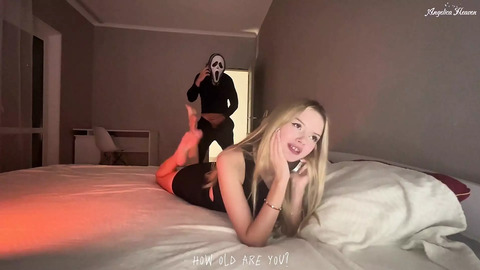 Hot BlondeBangs Hard in Scream CostUME, Urinates Loudly