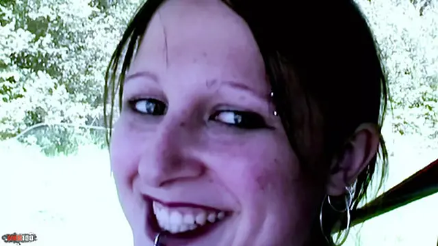 Gothic Brunette Hitchhiker Lou-Ann Sucks & Fucks for a Ride