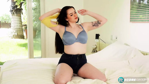 Curvy Teen Em Indica Rubs Her Big Tits and Fingers Her Pussy