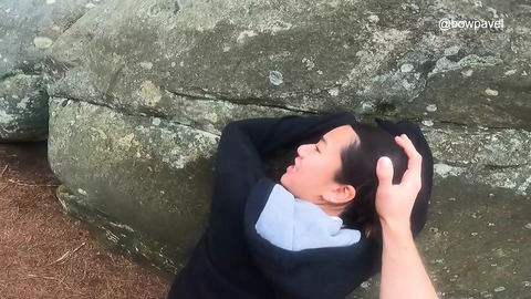 ASIAN SLUT DEMANDS PUBLIC DEEP THROAT IN THE WOODS!