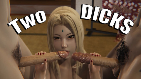 3D Hentai Triple Play: Tsunade Devours TwoDick Frenzy