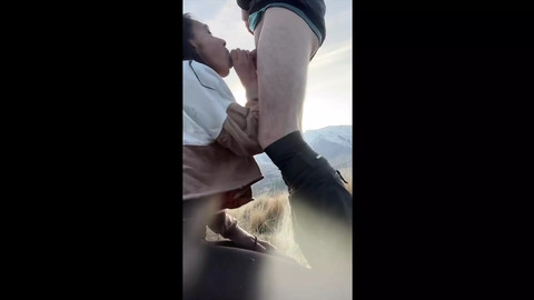 Mountain Adventure: Remote Blowjob Leads to Facial Cumwalk