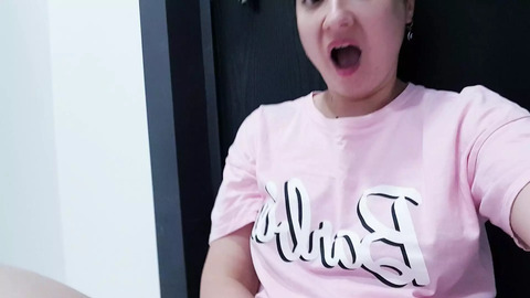 Horny🥵 brunette teen explores her hairy pussy✌ and spills hot cum!