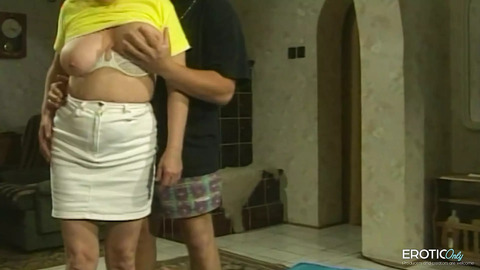 Granny enjoys naughty😈 young male encounters