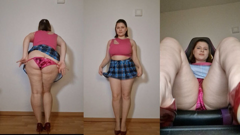 Teasing Underneath, Satin Delights, Cheeks Tease, Legs Crossed Seduction