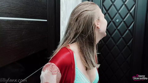 Slut wife came to a neighbor and fucked his face and mouth