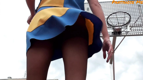 Lorine, Hot in Cheerleader Uniform & Pantyhose, Nails It, Shows All