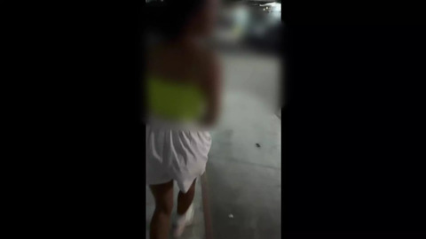 19YO Striptease: Girl Masturbates Stranger for Public Cumshot
