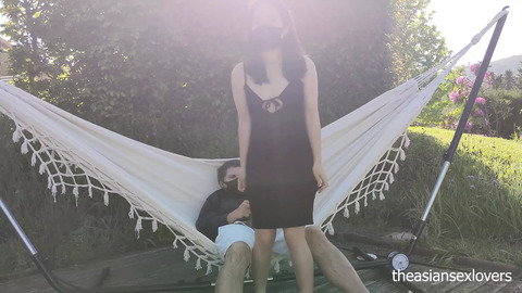 My Asian Neighbor Helps Me Test My Hammock It Ends in Orgasm and Creampie