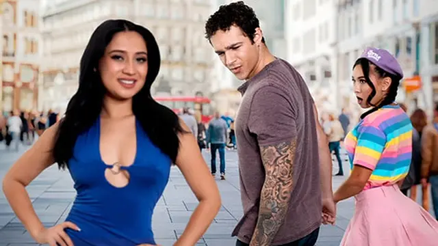 Ophelia tempts a jealous girlfriend and her boyfriend into a wild threesome encounter