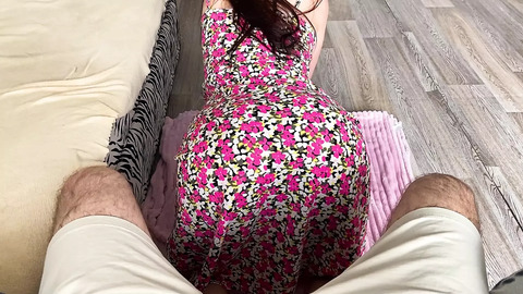 Stepdaughter tries to catch stepfather's big cock in her slobbery mouth