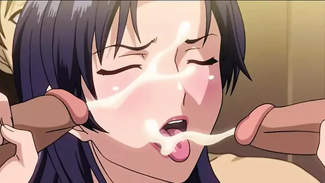 Gang bang with anime dicks sucking and pussy✌ licking