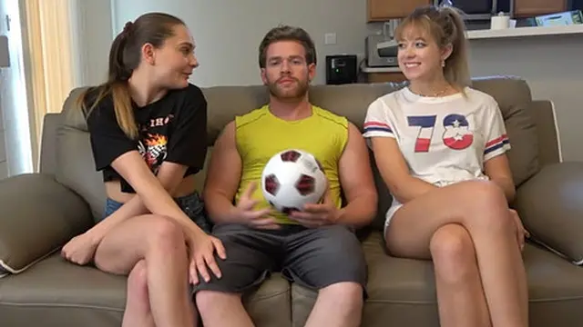 A sizzling game of strip soccer with newcomers River and Derek