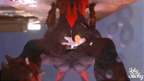 Spiderman's tight spandex gets ripped off, revealing his hard cock🍆 as he gets brutally serviced