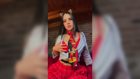School Uniform Cosplay Latina Masturbating Hard and Has Multiple Orgasms Until She Has Her Squirt