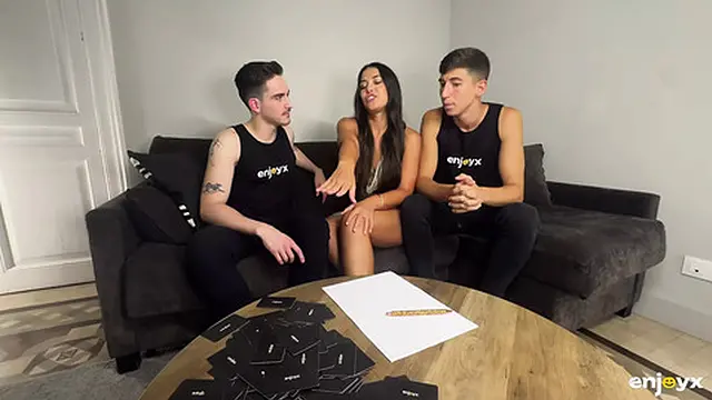 Two Men Tease Nuria Millan &mdash;  She Takes Both Penetrations in Her Vaginal and Anal👌 Holes