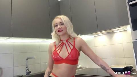 Sweet little German nympho Marilyn Sugar gets picked up for inaugural casting couch sex