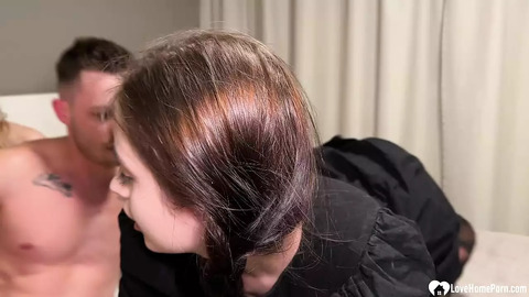 Two babes go to town on a massive, pulsating, uncut monster cock🌭