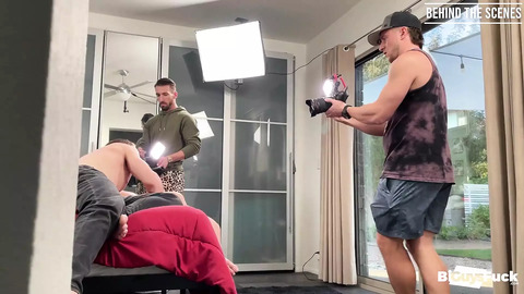 Three-way bisexual ass🍑-fuck frenzy explodes behind the cinematic scenes'