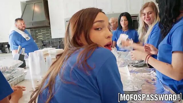 Brunette teen Rissa May deepthroats and rides cock