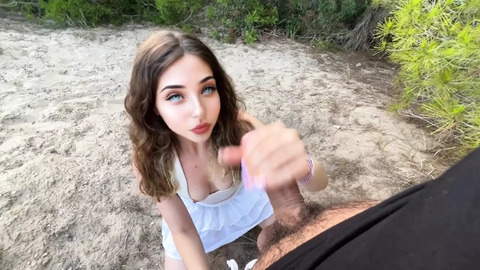 He put his cock in and had an incredible cumshot in public, he can't last a minute we went from the beach to my house