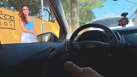 Risky handjob on the street    Beautiful woman saw my cock 