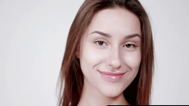 All-natural brunette Angelina S teases naked solo