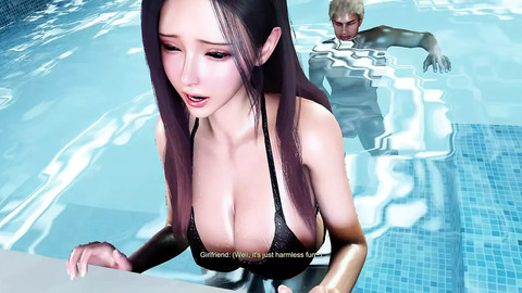 Intimate poolside encounter