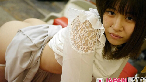 Petite Shy Japanese Teen Spreads for a Hot POV Cumload