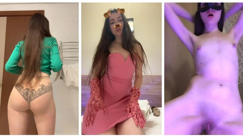 TikTok Compilation Part 3: Brunette Dancing Without Lingerie, Short Dress Without Panties, Stockings, Thong, Striptease