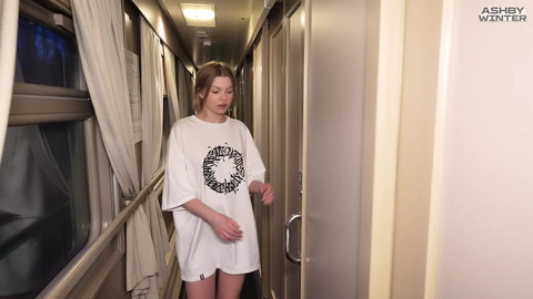 Unexpected Teen Sex on the Train. Wet T-shirt.