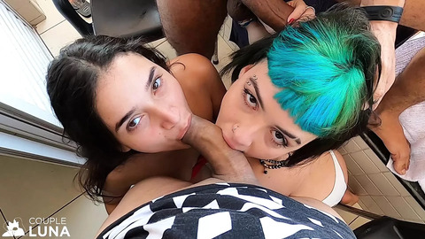 Hot Brazilian Girls Fucking on the Balcony and Doing DP with Their Boyfriends in the Couple Swap!