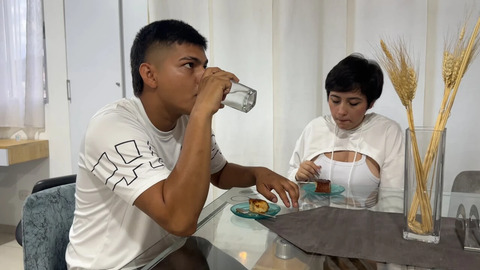 I invite my big ass Latin stepsister for dessert and she ends up eating my huge and rich cock until she puts it all up her ass.