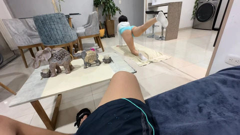 I see my big ass amateur stepsister doing very sexy yoga potions and I get horny —  so I decide to put all my huge cock in her 