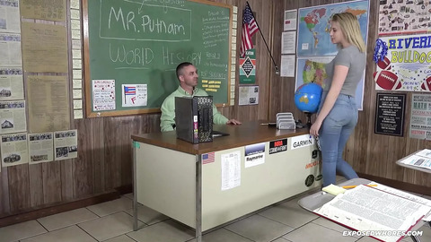 Small dick principal fucks student Kinsley Anne