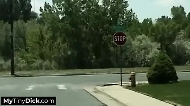 As soon as they hit the road &mdash;  she started sucking his small cock