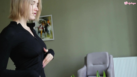 Guy Titjob Huge Dick and Cum in Cute Blonde's Hot Mouth!